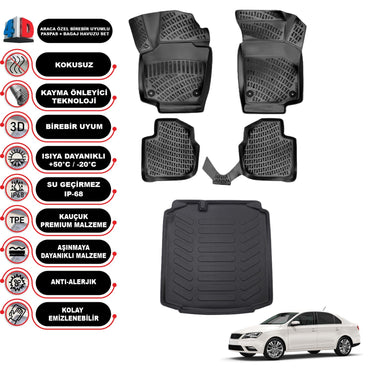 Seat Toledo 2013-2019 Araca Özel 4D Paspas + Bagaj Havuzu Set Modeli ve Fiyatı 23501